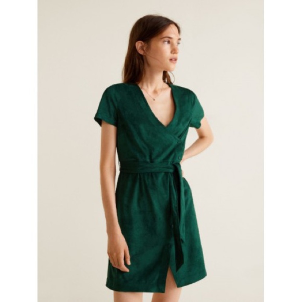 Mango Green Holiday Wrap Dress